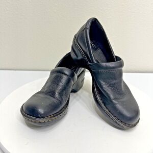 Women's BOC Born Concept Peggy Slip-On Sz. 7 - Black Leather Nurse Clogs Shoe